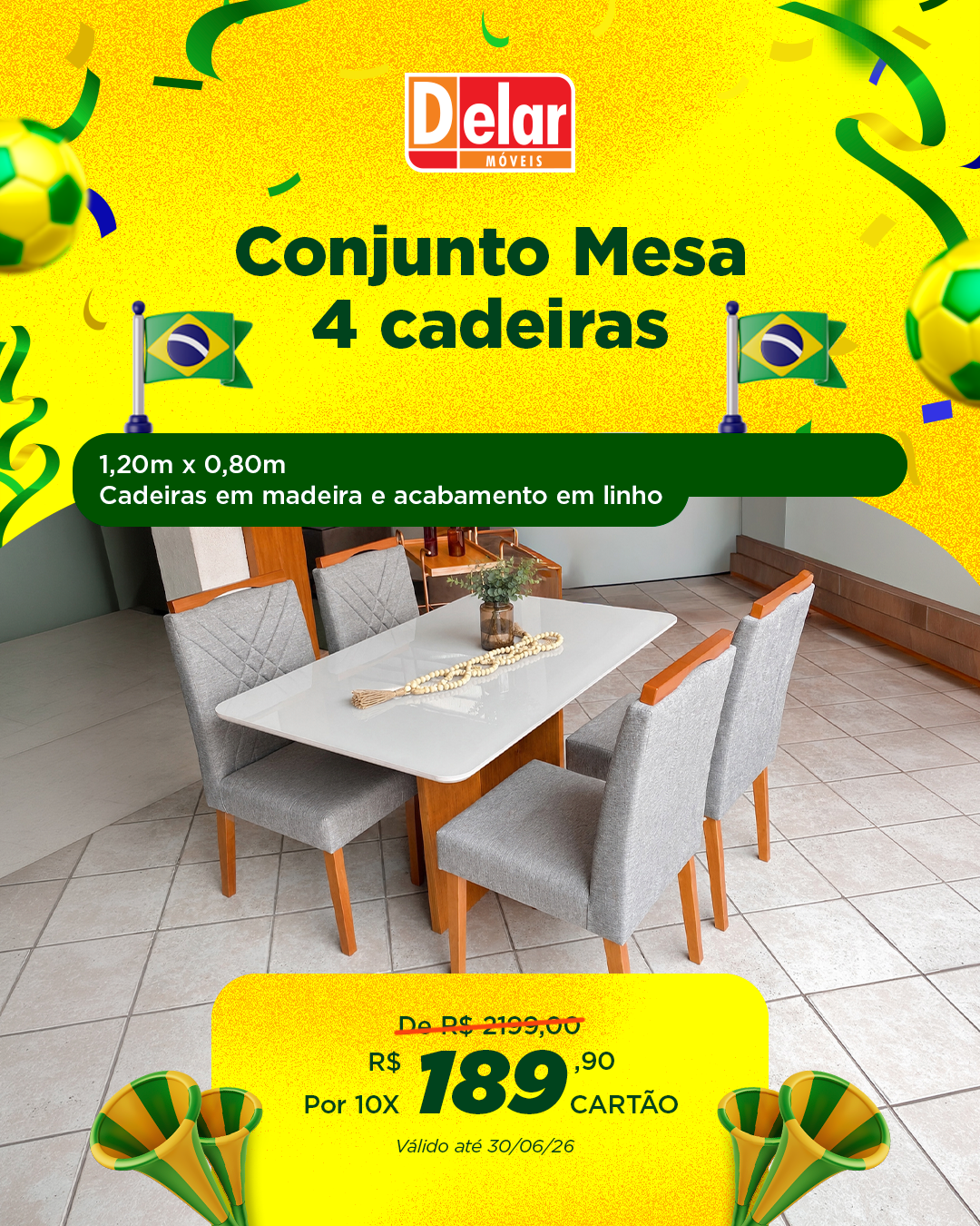 MESA ROBUSTA 04 CADEIRAS MILÃO