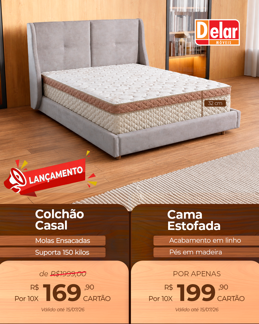 CAMA JUPTER+COLCHÃO ECO