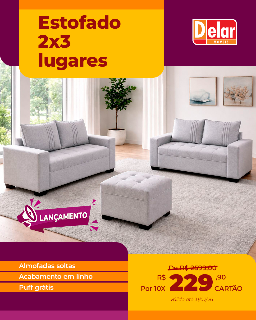 ESTOFADO 2x3 LUGARES TÓQUIO