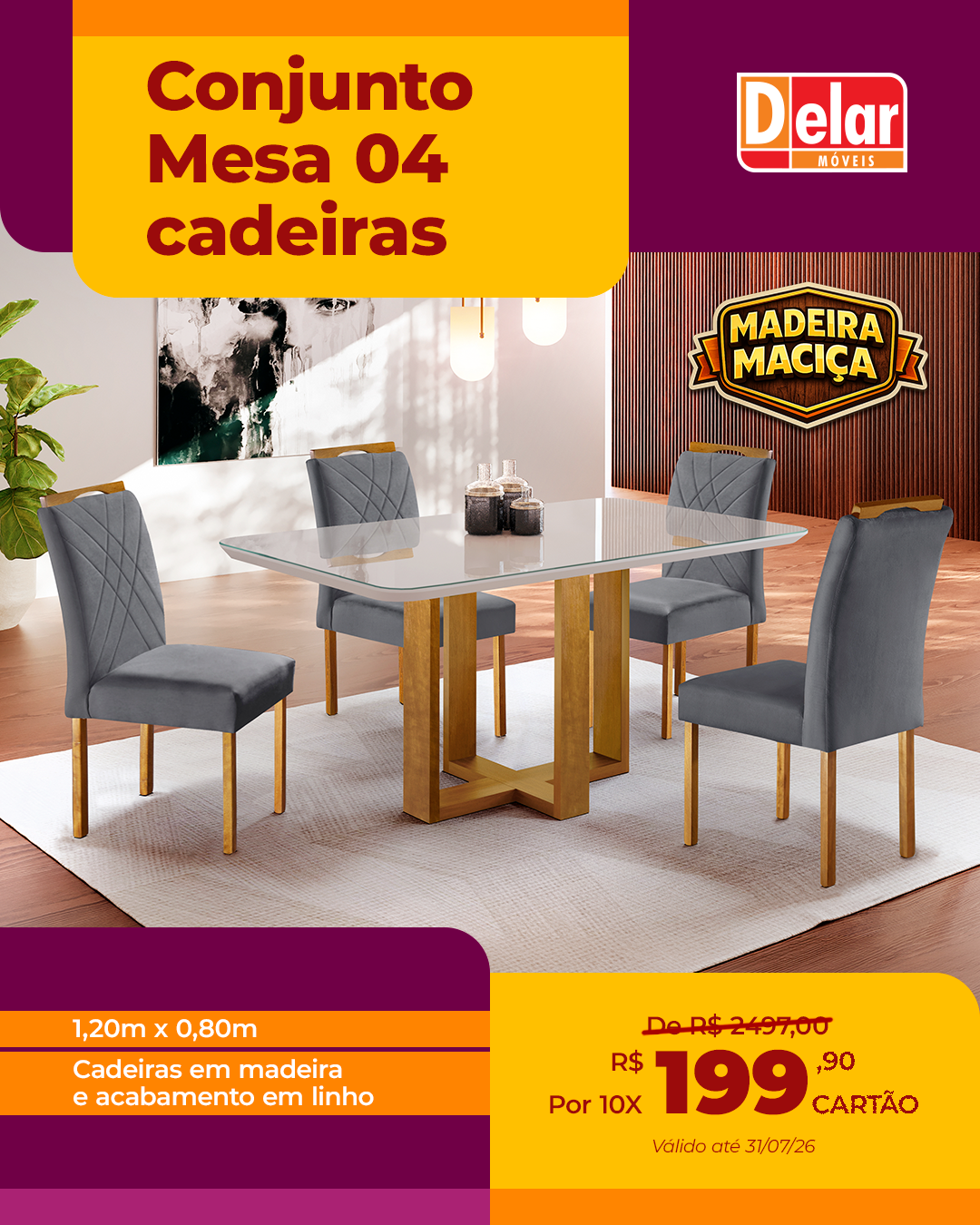 MESA LISY 04 CADEIRAS MILÃO